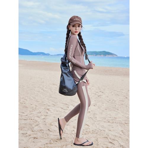 2024新款潛水服女分體泳衣防曬長袖長褲四件套速干水母衣溫泉泳裝