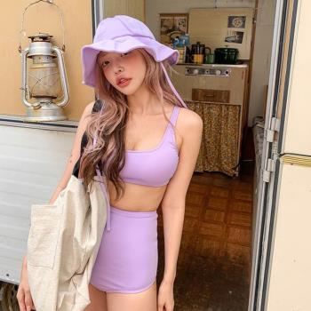 韓國小清新分體泳衣女小胸聚攏高腰遮肚顯瘦ins性感可愛比基尼