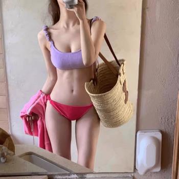 泳衣夏季新款性感比基尼三點式泡溫泉高階感分體小胸日系甜美可愛