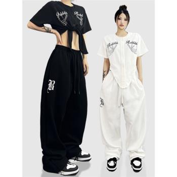春夏秋韓版抽繩街舞hiphop嘻哈休閑褲女爵士舞jazz長褲運動街頭潮