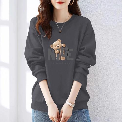 今年流行衛衣女春秋裝新款韓版潮牌熊薄款設計感學生正肩打底上衣