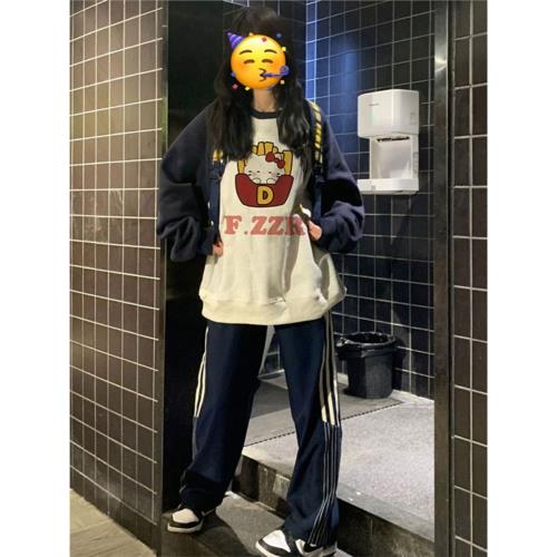 Hello哈嘍Kitty貓麥當勞衛衣女秋冬季2024新款爆款寬松插肩袖上衣