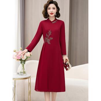 婚禮媽媽婚宴禮服高貴年輕氣質連衣裙結婚衣服高階新中式婆婆喜服