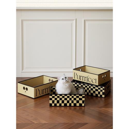 貓抓板紙箱貓窩moreover耐磨不掉屑方形貓爪板貓咪玩具瓦楞紙盒子