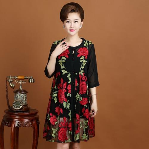 典云間夏裝外套中老年媽媽披肩女中長款中年女裝開衫薄款風衣外搭