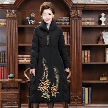 冬季媽媽裝保暖羽絨服女中長款加厚中年女裝高階羽絨外套40-50歲