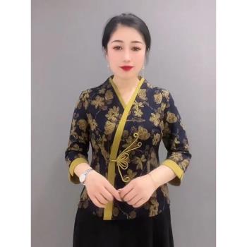 秋冬V領蝴蝶漢服復古民族風刺繡