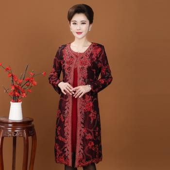 套裝裙2018秋季中老年兩件套媽媽裝婚禮服女裝結婚宴套裝連衣裙