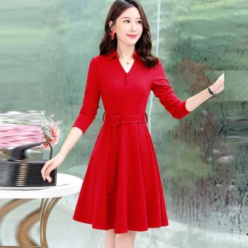 秋天十一媽媽婚宴禮服平時可穿氣質男方年輕喜婆婆參加婚禮連衣裙