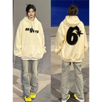 連帽衛衣女2024新款爆款oversize重磅美式加絨加厚小眾設計感上衣