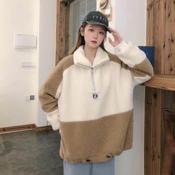 羊羔絨拉鏈長袖偽娘衣服外套女裝大佬加絨衛衣男用cd變裝大碼上衣