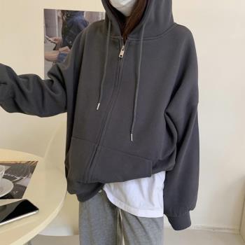 歐美長袖拉鏈連帽衛衣上衣外套女 chic jacket coat hoodie women