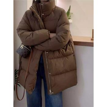 慵懶中長款加厚保暖外套羽絨棉服
