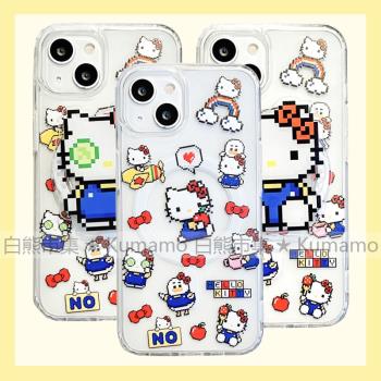 適用iphone15promax蘋果15手機殼MagSafe磁吸14支架13透明12青瓜Kitty貓畫素蝴蝶結KT貓卡通11無線充電保護套