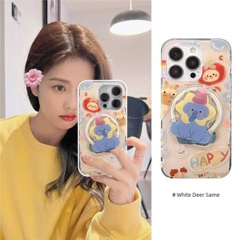 磁吸支架適用meizu18pro魅族21pro無界版/note9可愛吸附手機殼16plus16T小象透明20PRO全包magsafe/17pro/X8