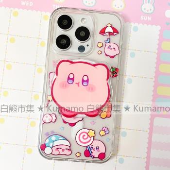 適用iphone15promax蘋果15手機殼MagSafe磁吸14支架13透明12甜品蛋糕吃貨星之卡比日系少女11無線充電保護套