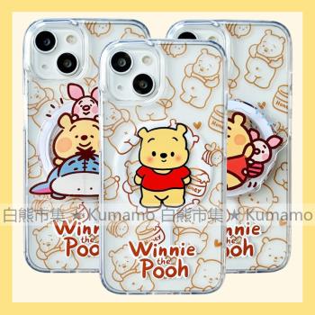 適用iphone16promax蘋果16手機殼MagSafe磁吸14支架13防摔12透明11線條15維尼熊小豬驢子少女無線充電保護套