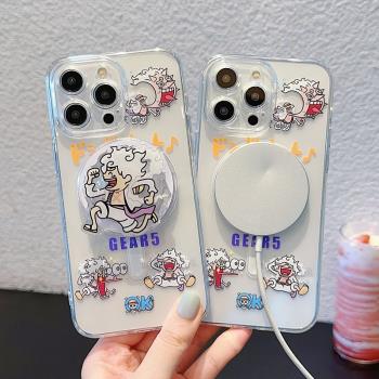路飛磁吸適用iphone15promax手機殼蘋果14promax透明13pro新款海賊王15Plus動漫MagSafe全包12軟膠防摔11男女
