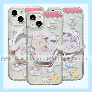 適用iphone15promax蘋果15手機殼MagSafe磁吸14支架13防摔12透明11吉伊卡哇玉桂狗Kitty貓卡通無線充電保護套
