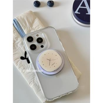 磁吸支架ins適用meizu18pro魅族21無界版全包邊note9小眾設計博主同款16plusT透明20時鐘magsafe/17/X8軟套女