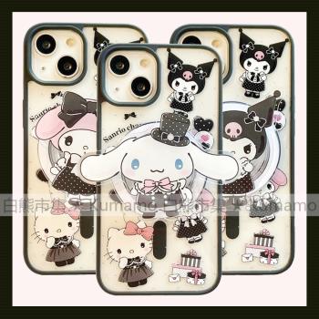 適用iphone15promax蘋果15手機殼MagSafe磁吸14支架13防摔12透明女僕軟妹玉桂狗庫洛米美樂蒂無線充電保護套