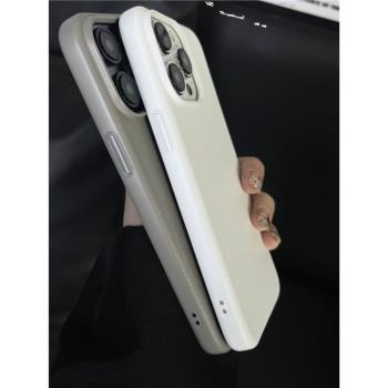 蘋果15promax手機殼適用於iPhone15保護套15pro新款plus精織斜紋magsafe磁吸全包防摔max皮革ip男商務i15布殼