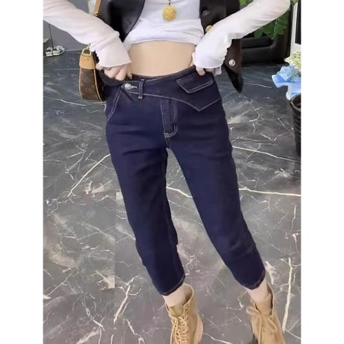 小腳牛仔褲女2026年新款秋季高腰彈力緊身煙管褲小個子九分鉛筆褲