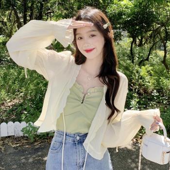 防曬衫外套女設計感小眾開衫夏季薄款清新甜美韓系別致短款上衣女