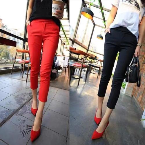 七分褲女褲2025夏季新款韓版紐扣顯瘦小腳鉛筆褲休閑褲時尚西裝褲
