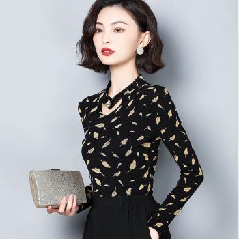 加絨加厚長袖網紗打底衫女小衫2025新款秋冬保暖v領蕾絲上衣內搭