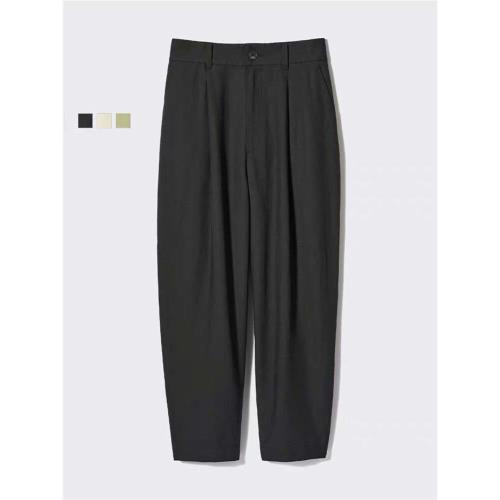 Unli Kely春夏新品麻混紡打褶窄口褲休閑褲百搭西裝長褲女 470937