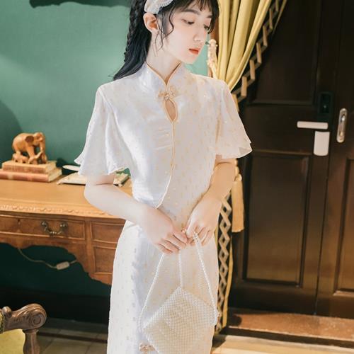 鳳鸞坊法式旗袍氣質年輕款改良版連衣裙2021夏新款中國風少女裙子