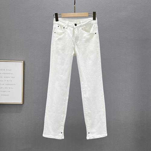 白色牛仔褲女2022夏季新款彈力高腰修身顯瘦ins歐貨直筒褲煙管褲