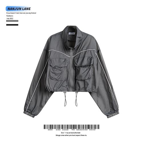 NANJUN運動風立領抽繩設計感短款防曬衣外套女春夏薄款透氣防曬服