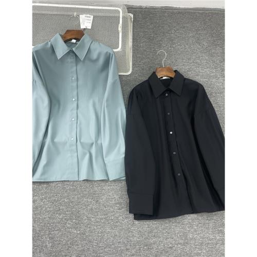 外貿歐美春秋季休閑長袖大碼襯衫兩色入