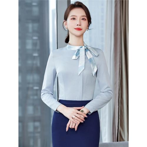 春夏職業系帶襯衫女售樓美容院酒店前臺飯店賓館襯衣工作服通勤OL