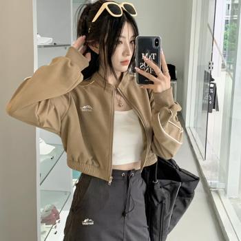 美式復古短款外套女秋冬季高階感小眾獨特別致小個子穿搭開衫上衣