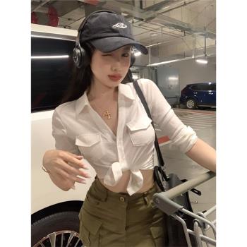 ET爵士 kpop女團舞蹈襯衫辣妹純欲緊身性感jazz跳舞短款收腰上衣