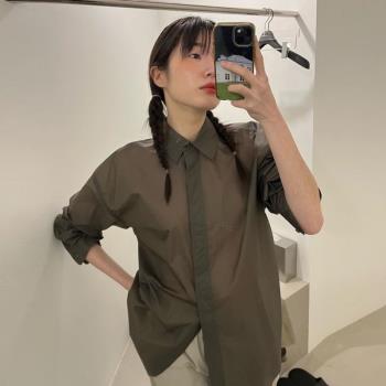 AMOMENTO薄紗襯衫女春裝女2025新款上衣休閑法式長袖防曬襯衣女款