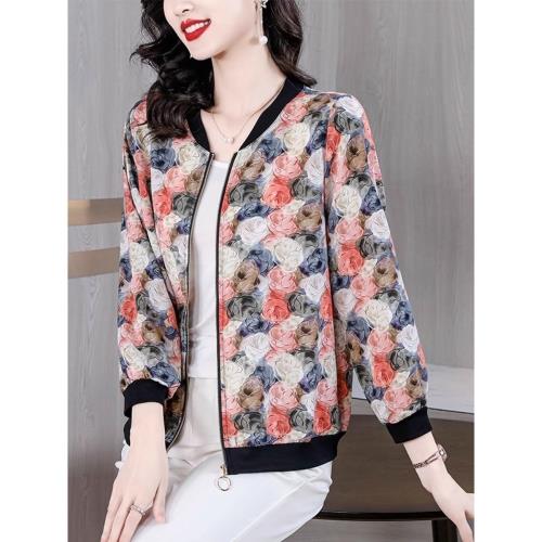 時尚印花外套女春秋薄款上衣外搭開衫爆款棒球服夏季媽媽休閑防曬