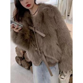 3986小香風仿狐貍毛皮草外套冬季新款女裝氣質減齡毛毛女上衣