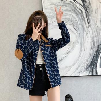 牛仔短款外套復古港風襯衣女春夏高階感復古格子寬松炸街chic上衣