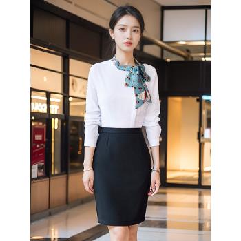 白色襯衣女職業裝新款珠寶店美容院空姐制服工裝工作服免燙白襯衫