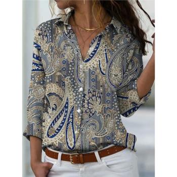 3D printed long sleeved lapel button top 3D印花長袖翻領上衣