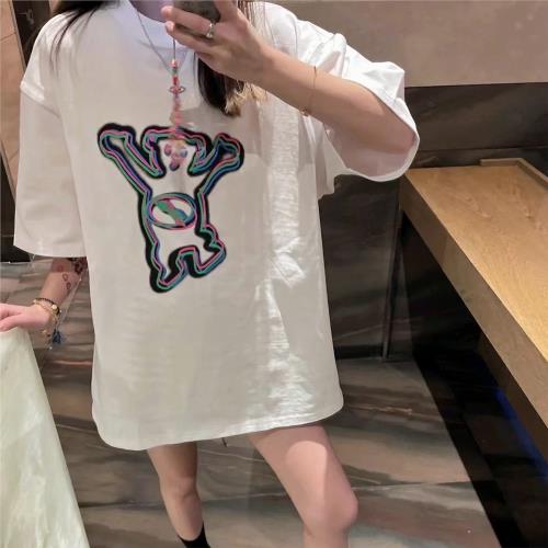 和平顏社 炫彩霓虹夜光T恤短袖情侶男女男友風ins風超大休閑春夏