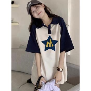 歐貨polo衫短袖t恤女裝韓版寬松夏季美式復古學院風oversize上衣