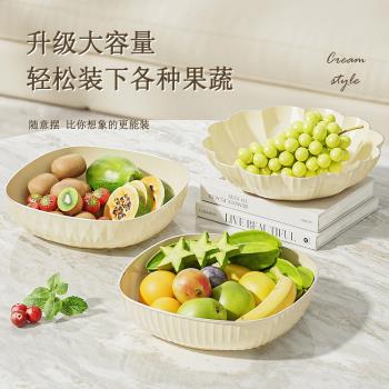 日本進口MUJIΕ塑膠奶油風果盤高顏值大容量家用客廳茶幾簡約圓形