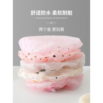 日本進口MUJIE浴帽防水洗澡帽雙層加厚可愛沐浴帽發膜成