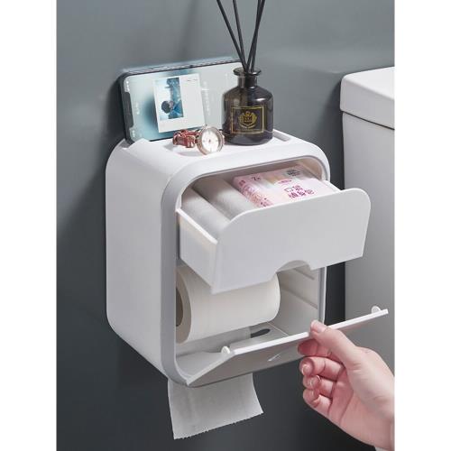 日本進口MUJIΕ日用衛生間紙巾盒壁掛式防水廁紙盒免打孔抽紙盒廁