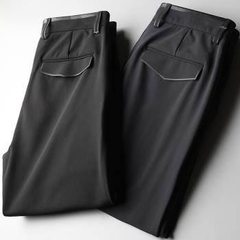 秋冬高檔商務修身彈力加絨男褲